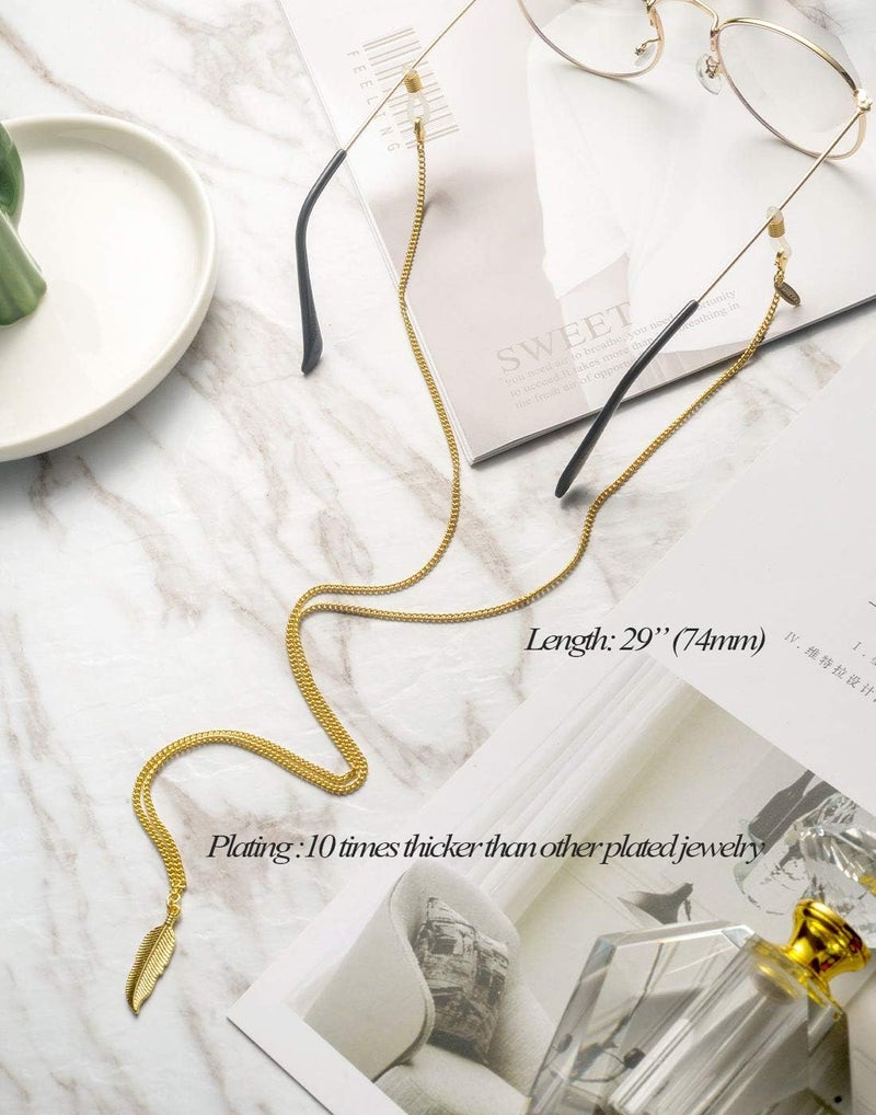 AllenCOCO Glasses Chain, Eyeglass Strap For Women Sunglasses - 14K Gold Eyeglasses Chain, Eye Glasses Holders Around Neck - Image 4